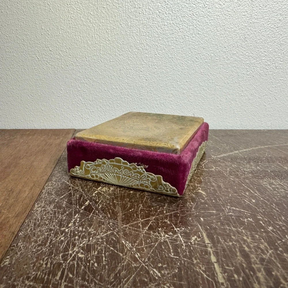 Vintage‎ Cellinicraft gold burgundy velvet jewelry gift box